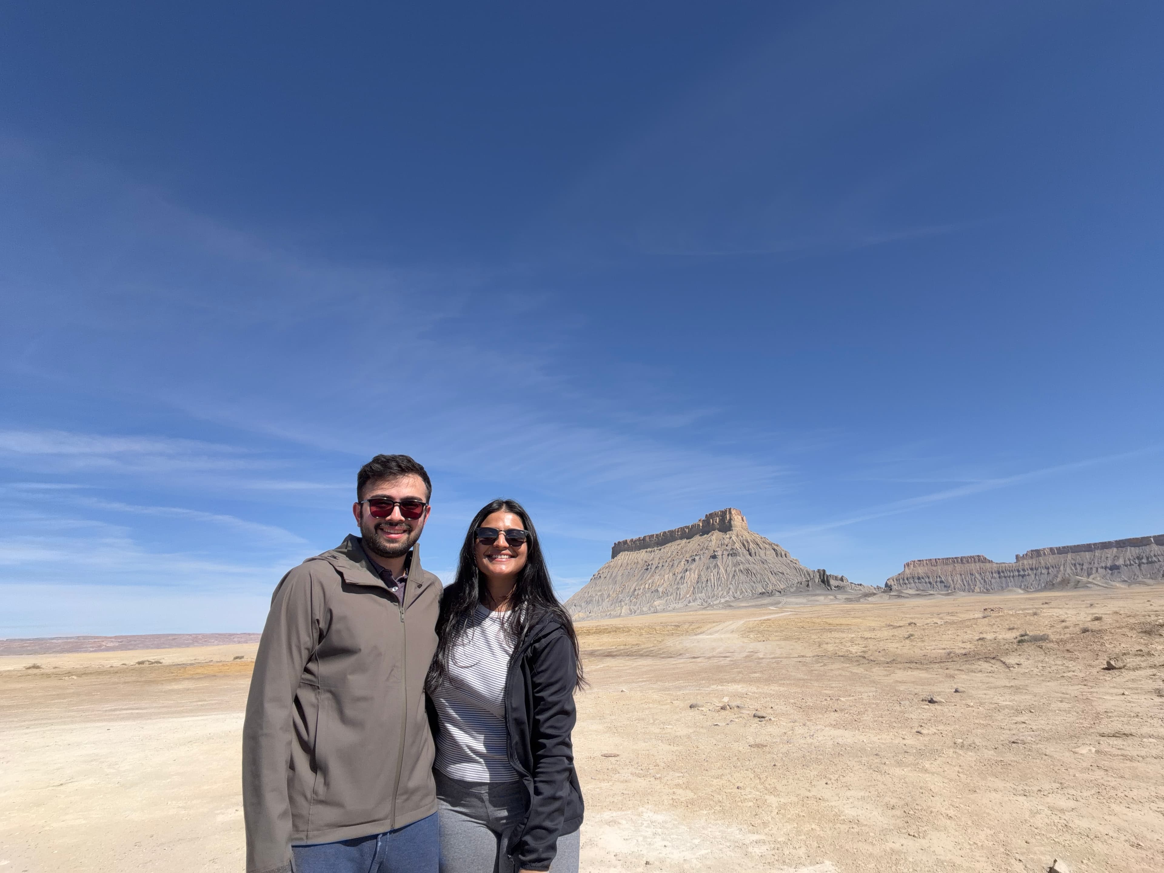 Shanvi and Rohan in the Utah desert